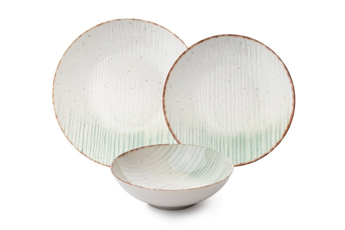 Hermia GBSATN24Y4R319320 Vajilla de Porcelana 24 Piezas Apta Lavavajillas Microondas Elegante Sofisticada Ideal Regalo